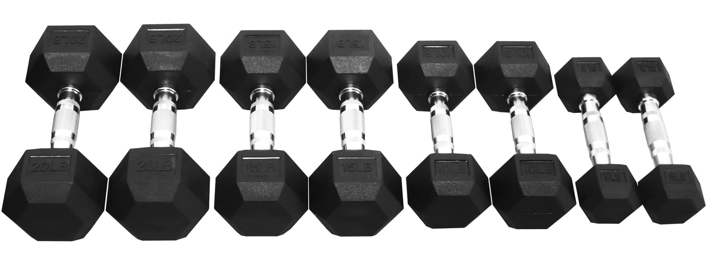 100 LB Dumbbell Set, Pairs of 5 Lb, 10 Lb, 15 Lb and 20 Lb