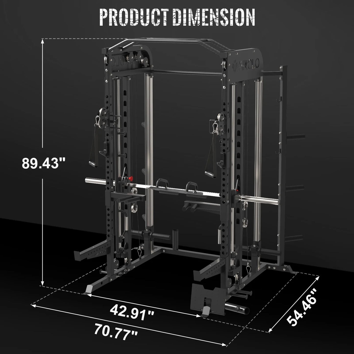 Smith Machine Home Gym, 2100LBS Smith Rack with Cable Crossover and 800LBS Weight Bench, Home Gym Equipment