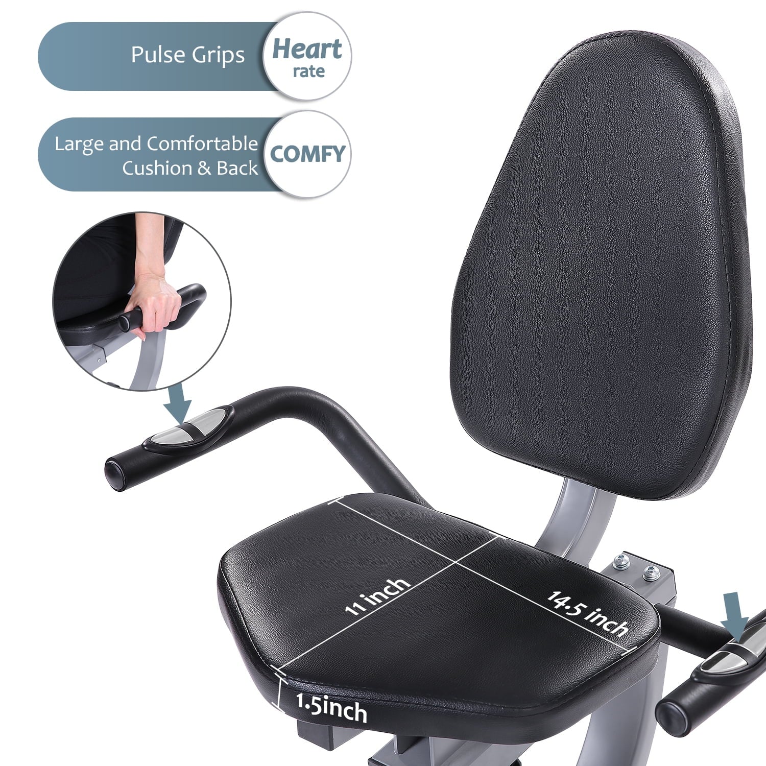 Exercise Bike Indoor Recumbent Exercise Bike Stationary with Adjustable Seat and 8 Resistance Level Seat Height Adjustment